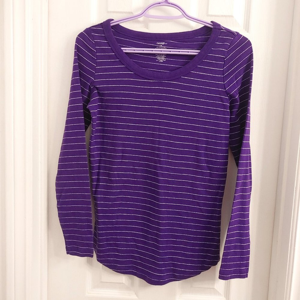 Silver Stripes Violet Top